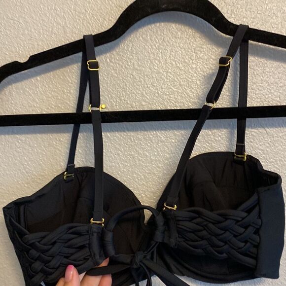 NWT- Swiminista Black ”JOY” bikini braided top with gold hardware- Size Small - Picture 9 of 14
